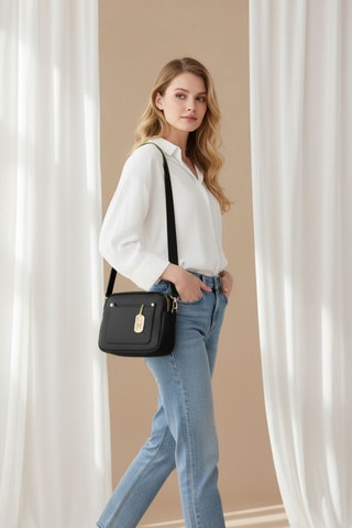Leren Schoudertas Spring Summer 2026 - Zwart
