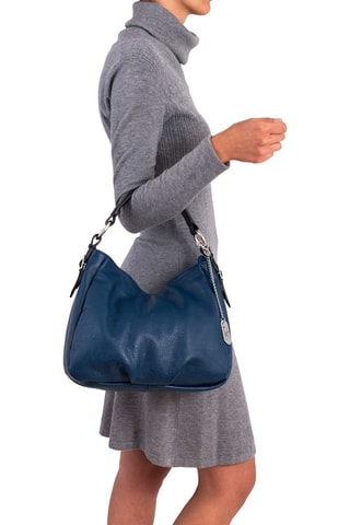 Leren Handtas Noemi 1 Marineblauw en Zwart   - Blauw en zwart