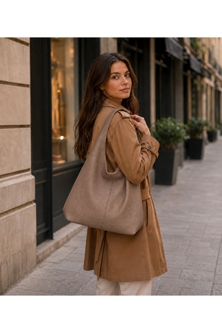 Leren Handtas en Portemonnee - Taupe