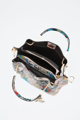 Leren Handtas Marlit - Grijs en multicolor
