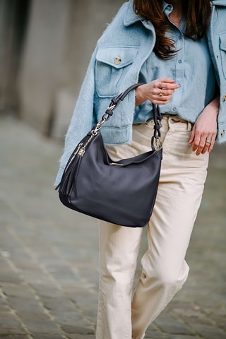 Leren Handtas Fiorella - Marineblauw