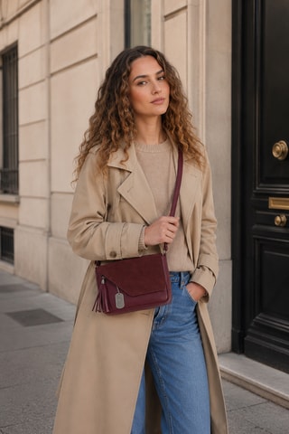 Leren Handtas Doviana - Bordeauxrood