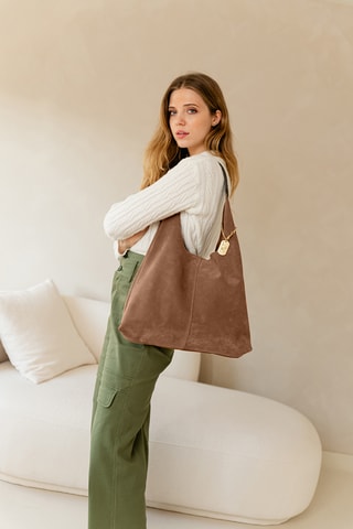 Leren Trendy Handtas Darizita - Taupe
