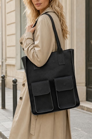 Leren Trendy Handtas Pimelia - Zwart