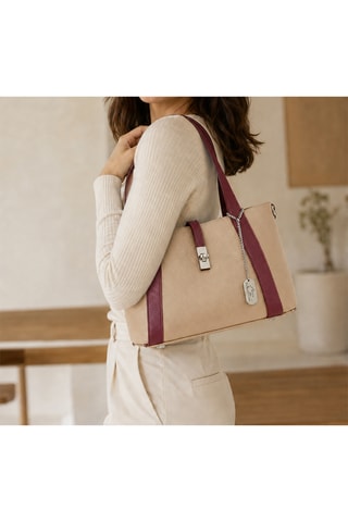 Leren Handtas Simelda - Taupe