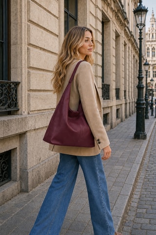Leren Trendy Handtas Briana - Bordeauxrood