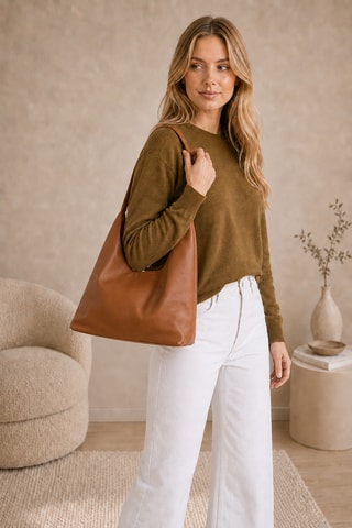 Leren Trendy Handtas Briana - Camel