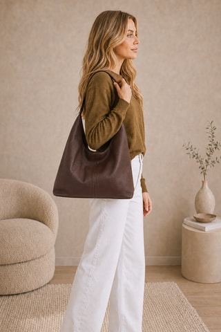 Leren Trendy Handtas Briana - Donkerbruin