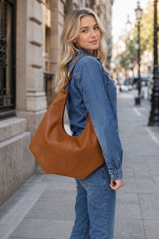 Leren Trendy Handtas Acrisia - Camel