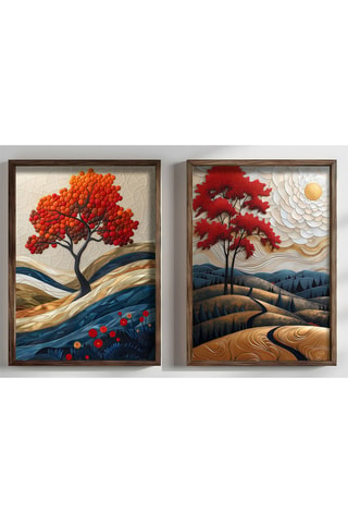 2 peintures décoratives encadrées en MDF Sandrine - 50 x 70 cm