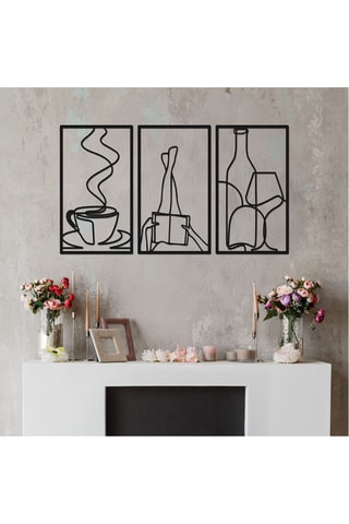 3 décorations murales - 31,5 x 55 cm - Noir