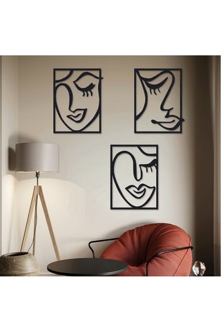 3 décorations murales - 38 x 50/37 x 50/39 x 50 cm - Noir