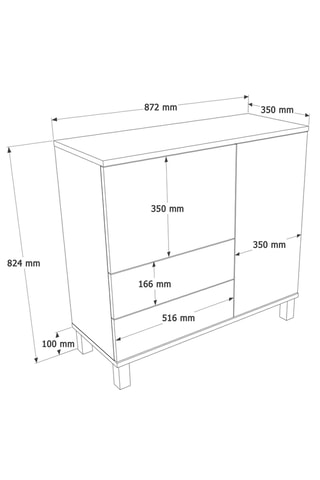 Buffet 2 portes - 82,4 x 87,2 x 35 cm