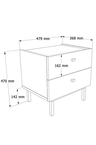 Table de chevet 2 tiroirs - 47 x 47,9 x 36,8 cm