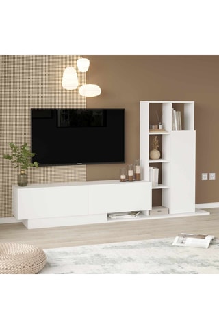 Meuble TV 2 abattants et porte - 252 x 84 x 40 cm