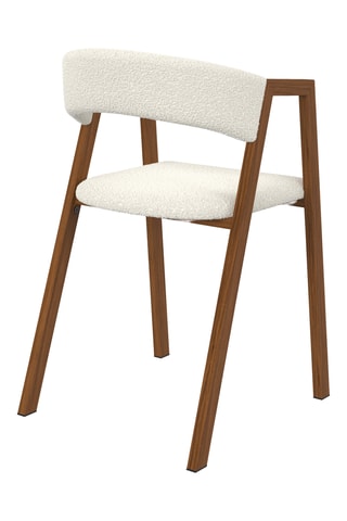 4 fauteuils Enola - Blanc et marron - Tissu bouclette