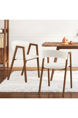 6 fauteuils Enola - Blanc et marron - Polyester