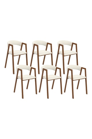 6 fauteuils Enola - Blanc et marron - Polyester