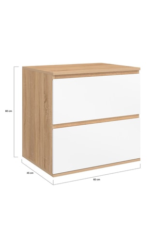 Mueble de cuarto de baño suspendido de 2 cajones Tom - 60 x 60 x 45 cm