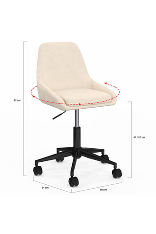 Fauteuil de bureau pivotant et à roulettes Olivia - Ecru - Toucher velours