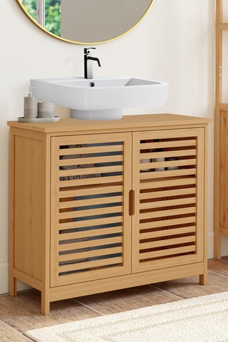 Mueble de cuarto de baño de bambú 2 puertas Maya - 60 x 65 x 30 cm