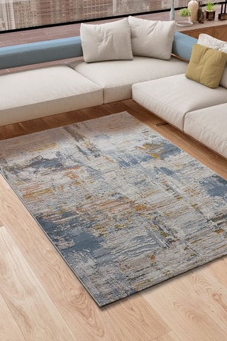 Tapis Springs Bleu et écru