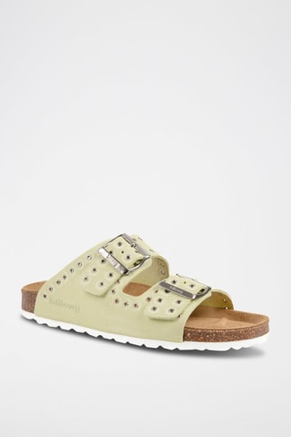 Mules en nubuck - Vert et argenté