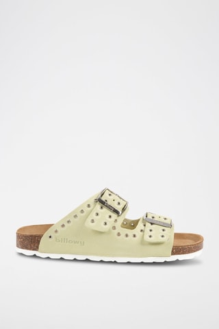 Mules en nubuck - Vert et argenté