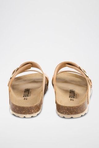 Mules en cuir - Blanc, beige, rose et doré