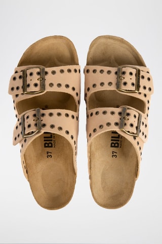 Mules en nubuck - Beige et doré