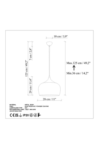 Lampadario Patine - Arancione - 40 W