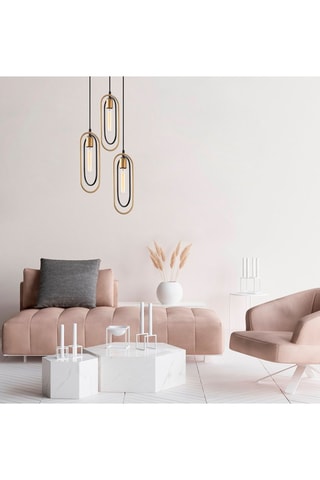 Lampadario Cerco - Nero e dorato - 3 x 60 W
