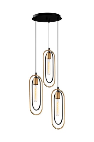 Lampadario Cerco - Nero e dorato - 3 x 60 W