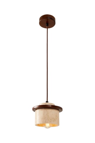 Lampadario in legno e travertino - Beige - 40 W
