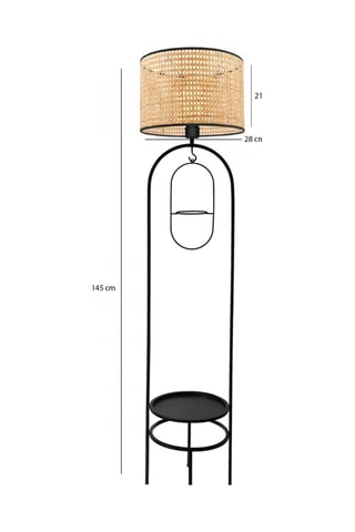 Lampadaire en rotin LED Ayd -  Naturel et noir - 5-9 W