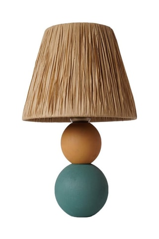 Lampe à poser en bois YL489 - Bleu et beige - 60 W
