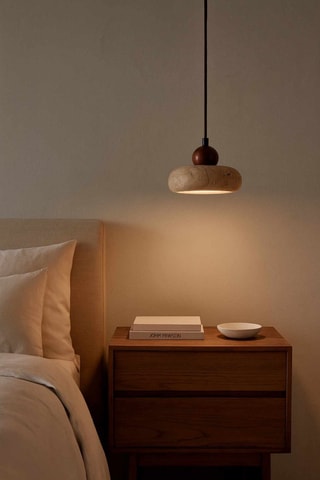 Lampadario in legno e travertino - Beige