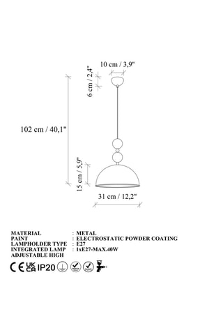 Lampadario Bubble - Grigio e ramato - 40 W
