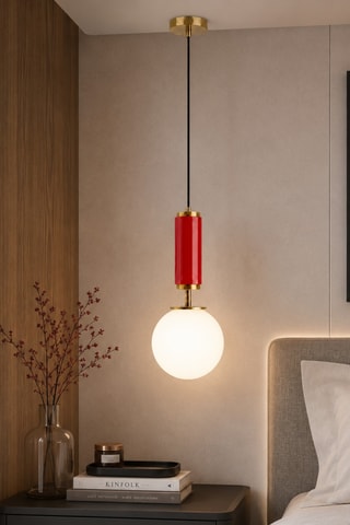 Lampadario Moira - Rosso e dorato - 40 W