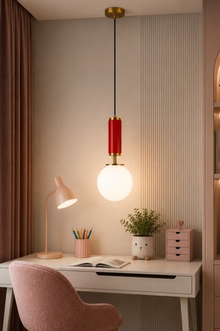 Lampadario Moira - Rosso e dorato - 40 W