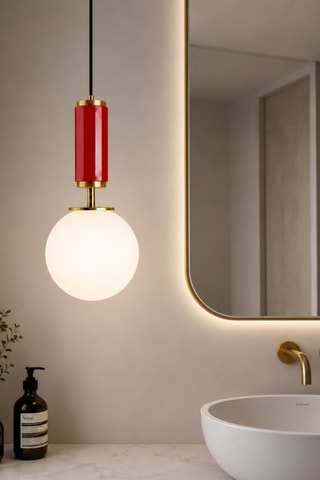 Lampadario Moira - Rosso e dorato - 40 W