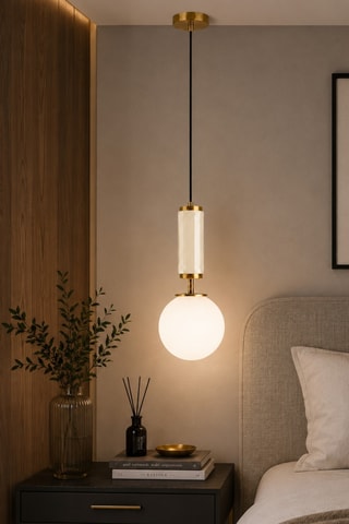 Lampadario Moira - Beige e dorato - 40 W