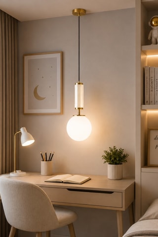 Lampadario Moira - Beige e dorato - 40 W