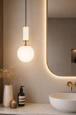 Lampadario Moira - Beige e dorato - 40 W