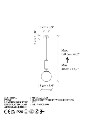 Lampadario Moira - Nero e dorato - 40 W