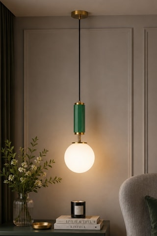 Lampadario Moira - Verde e dorato - 40 W