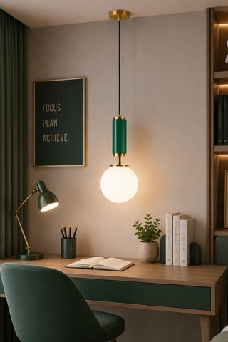 Lampadario Moira - Verde e dorato - 40 W
