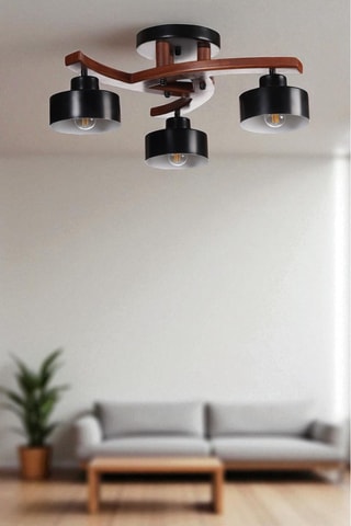 Plafoniera Lun5922 - Effetto legno - 3 x 40 W