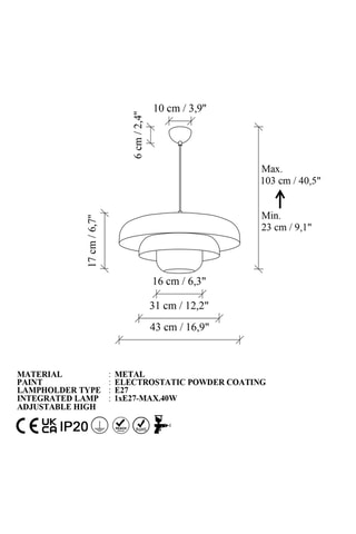 Lampadario Layer - Rosso - 40 W