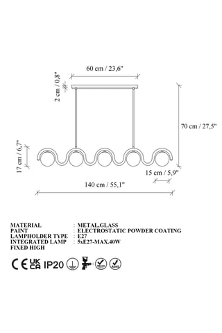 Suspension Gedik - Beige - 5 x 40 W